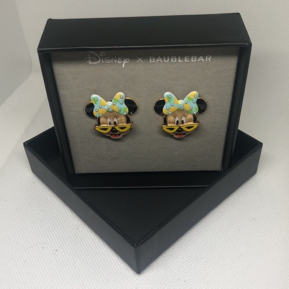 NEW Disney X Baublebar Disney Gold Minnie Mouse Summer Beach Bow Earrings - Picture 9 of 12